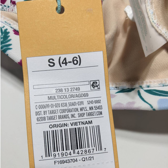 Kona Sol Bikini Top Floral Knot Front Purple S Plant Swimsuit Beach Keyhole Pool - Picture 10 of 12